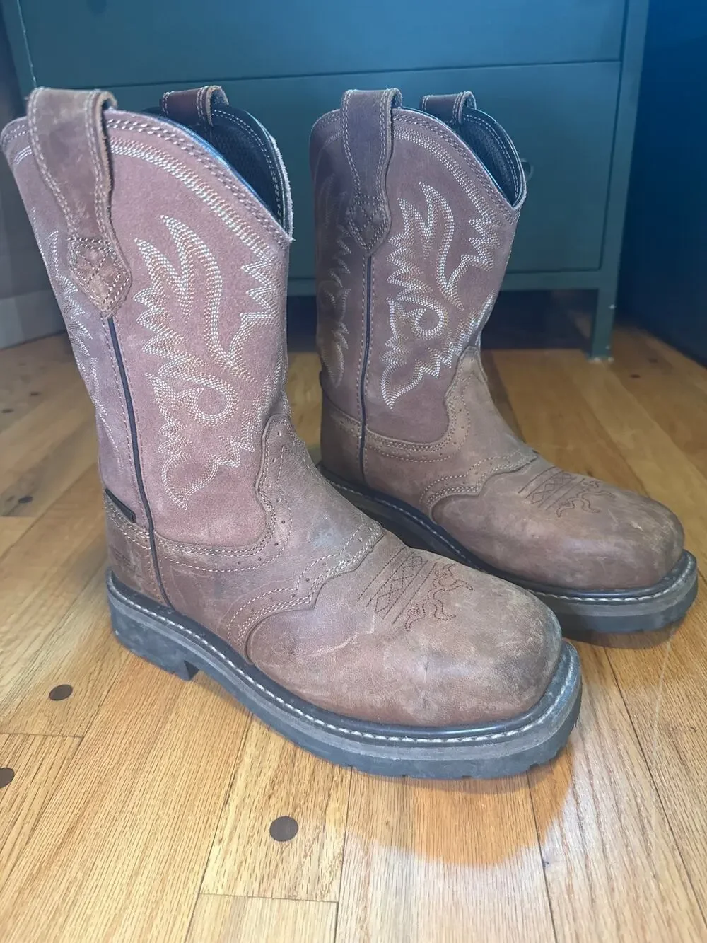HISEA NINGO Square Steel Toe Western Work Waterproof Rodeo Cowboy Boot Men’s 8